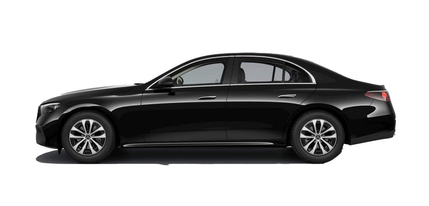 Schwarze Limousine mit eleganten Linien und glänzender Oberfläche seitlich fotografiert